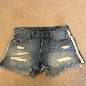 Side stripe low rise jean shorts